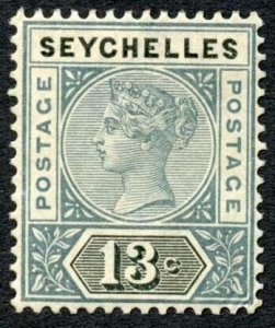 Seychelles SG5 13c Grey and black die 1 mint Cat 6 pounds