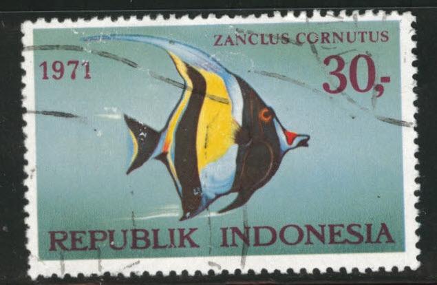 Indonesia Scott 812 used 1971 FISH stamp