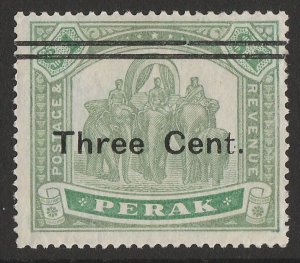 MALAYA - PERAK 1900 Elephants 3c/$1 VARIETY thinner t. SCARCE!