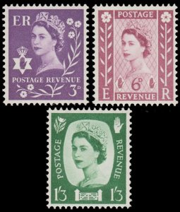 GREAT BRITAIN 1958 - 69 REGIONAL ISSUES NORTHERN IRELAND SCOTT # 1 - 3. M/H
