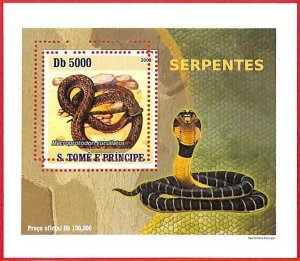 A4442 - SAO TOME & PRINCE - ERROR MIPERF, special block: 2008, snakes-