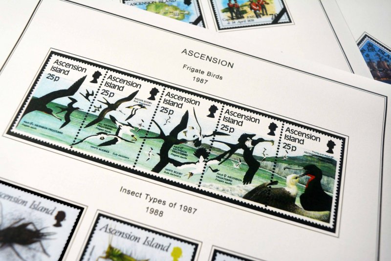 COLOR PRINTED ASCENSION ISLAND 1922-1999 STAMP ALBUM PAGES (104 illustr. pages)