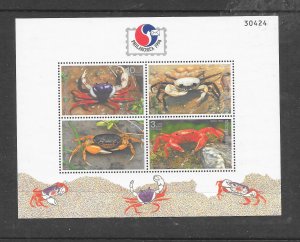 THAILAND #1578b CRABS PHILAKOREA IMPRINT S/S MNH