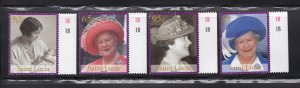 St. Lucia 2002 Set of 4 Queen Mother, Scott 1155-1158 MNH, value = $5.00