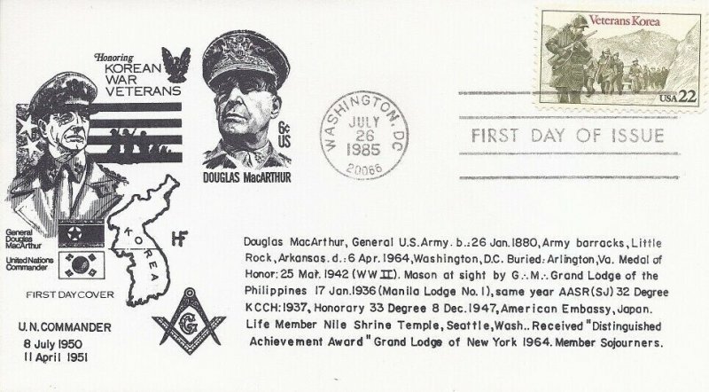 2152  22c  KOREA VETERANS    - HF Masonic