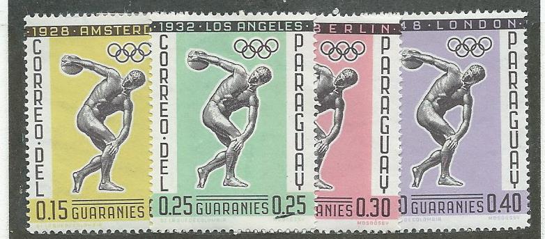 Paraguay #707-710 Olympics Discus  (MH) CV$3.00