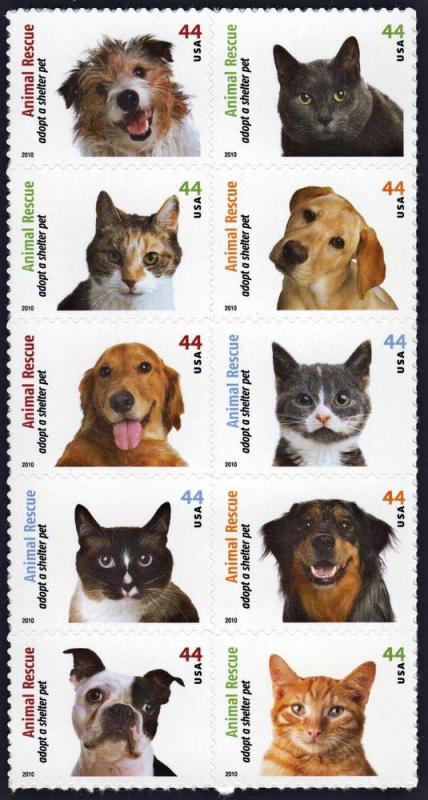 SC#4460a 44¢ Animal Rescue Block of Ten  (2010) MNH