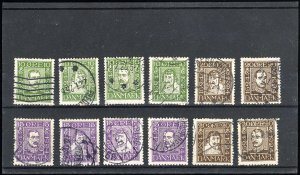 Denmark Stamps # 164-175 Used VF Scott Value $84.00