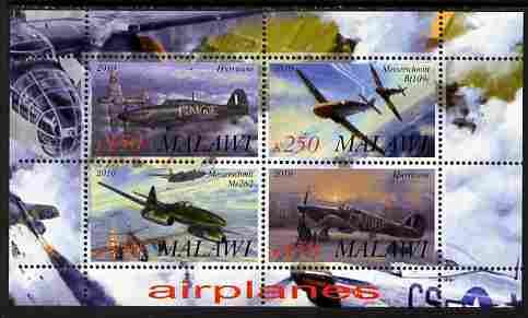 MALAWI - 2010 - Military Aircraft, WWII - Perf 4v Sheet - MNH - Private Issue