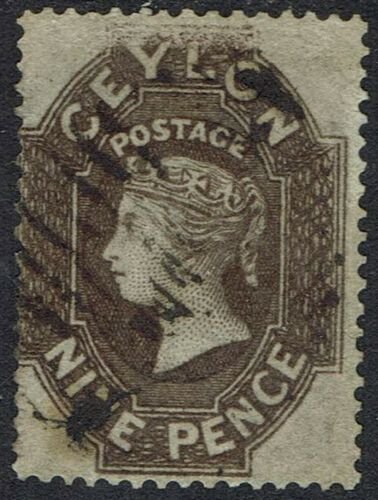 CEYLON 1861 QV 9D WMK STAR INTERMEDIATE PERF USED  