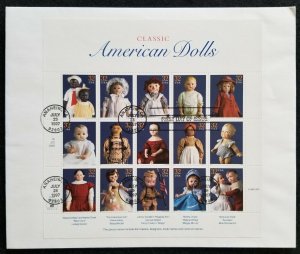 U.S. Used #3151 32c American Dolls Sheet of 15 Jul 29 1997 First Day Cover