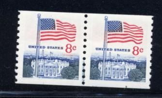 US Stamp #1338G MNH - Flag Over White House Coil Pair