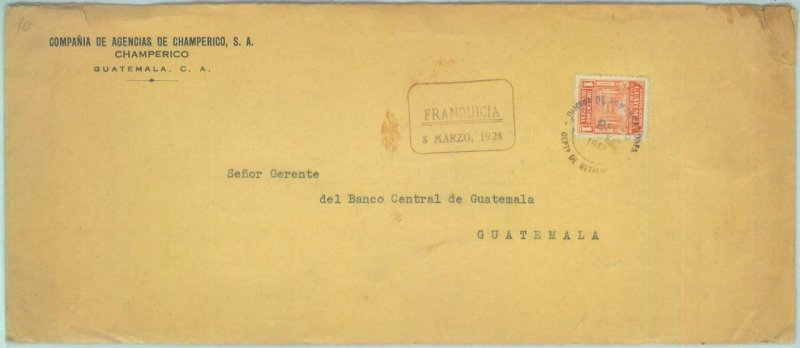 84285 - GUATEMALA - Postal History COVER w/ REVENUE STAMP Sello de CONSTRUCCION