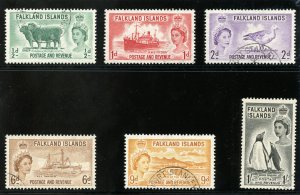 Falkland Islands 1955 QEII set complete very fine used. SG 187-192. Sc 122-127.