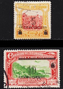 Ecuador Scott 319-20 complete set F to VF used.