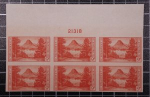 Scott 764 9 Cents Glacier Plate Block Of 6 Top P# 21318 NGAI SCV $40.00