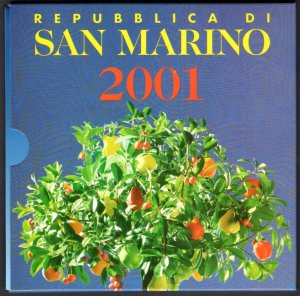 2001 Republic of San Marino, Division Coins, Complete FDC Series