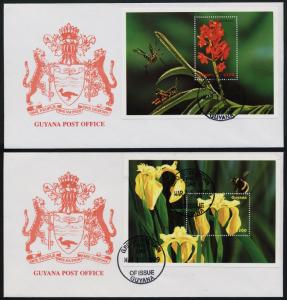 Guyana 3388-9 on FDC - Flowers, Insects, Bee