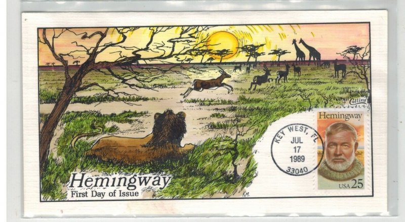 1989 COLLINS HANDPAINTED 2418 ERNEST HEMINGWAY #1 AFRICA SCENE KEY WEST FL