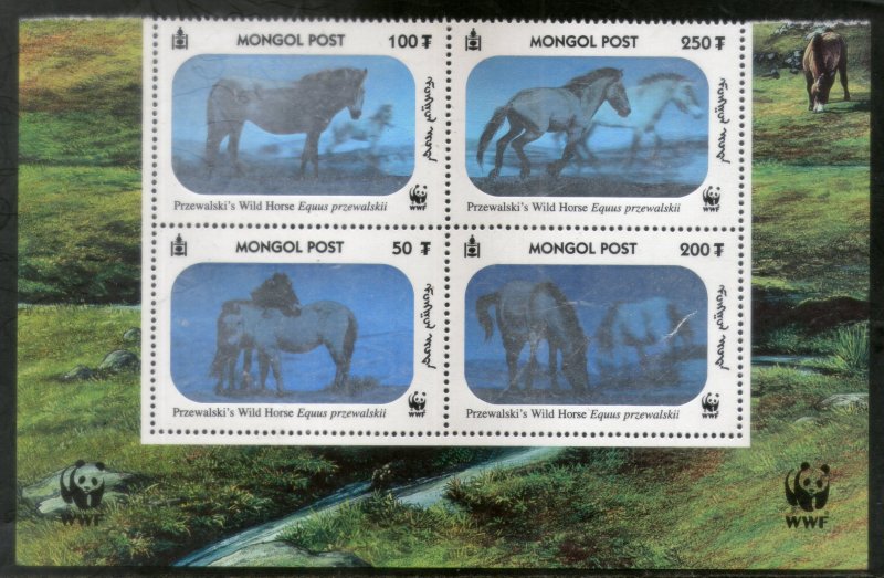 Mongolia 2000 WWF Przewalski's Horse Hologram Wildlife Animal Sc 2441 MNH # 278