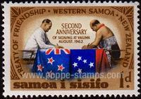 Samoa SG#253 Mint - 1964 1d. - Flags, Writing, Association