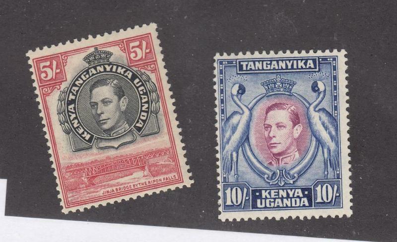 KENYA UGANDA & TANGANIKA # 83-84 VF-MH KGV1 5sh & 10sh CAT VALUE $70