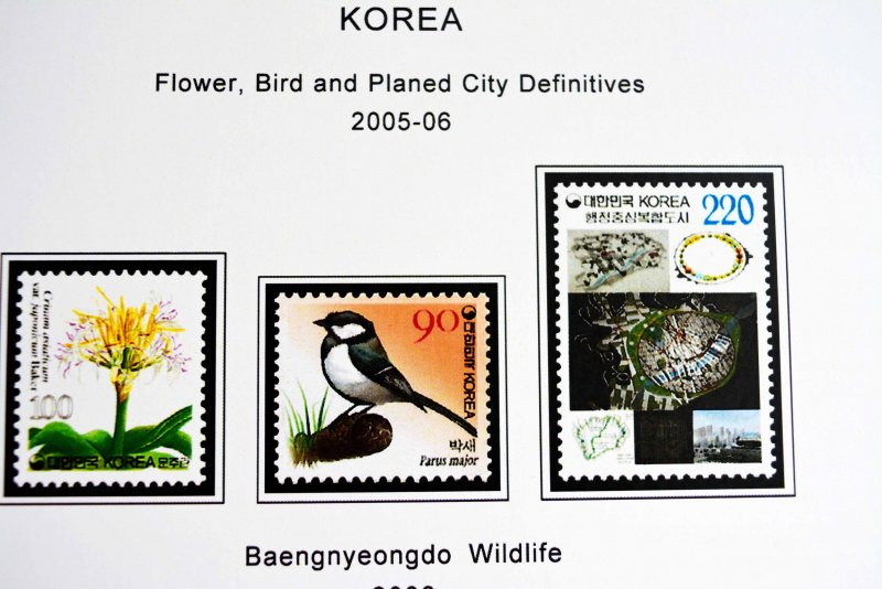 COLOR PRINTED SOUTH KOREA 2000-2010 STAMP ALBUM PAGES (98 illustrated pages)