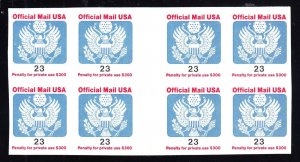 US O148 23c Official Mail Mint Imperforate Block of 8 w/ Full Gutter Between XF