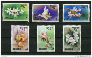 x154 - BHUTAN Group of 6 Flowers Stamps - All MNH