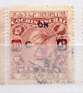 India Cochin 1948-49 Early Issue used Shade of 6p. Optd NW-16232