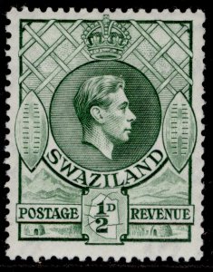 SWAZILAND GVI SG28, ½d green, LH MINT. PERF 13½ x 13