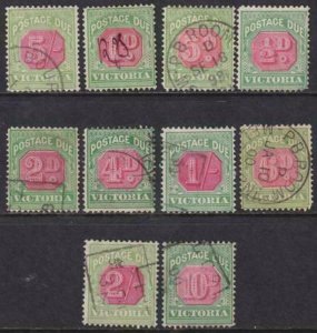 Australia - Victoria 1894-1896 SC J15-J24 Used Set 