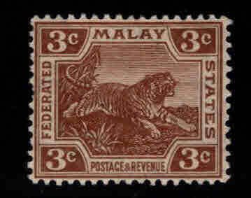Federated Malay States Scott 55 MH* Tiger stamp