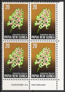 Papua New Guinea #404 Orchids Plate Block MNH