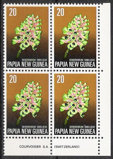 Papua New Guinea #404 Orchids Plate Block MNH