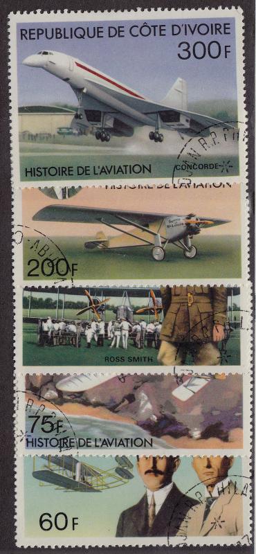 IVORY COAST CTO Scott # 434-438 History of Aviation (5 Stamps)