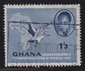 Ghana 4 Kwame Nkrumah, Map and Palm-Nut Vulture 1957