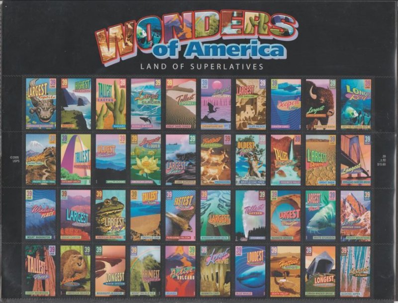 U.S. Scott #4033-4072 Wonders of America Stamp - Mint NH Sheet