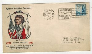 1933 THADDEUS KOSCIUSZKO FIRST DAY ISSUE SAINT LOUIS MISSOURI