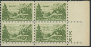 US 999 Nevada Centennial Issue; MNH; Plate 24430 -- See details and scans