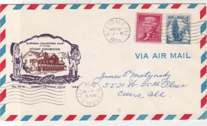 U.S. 1954 Suburban Collectors Club Stamp Ex. Inn Illust Air Mail Cover Ref 37716