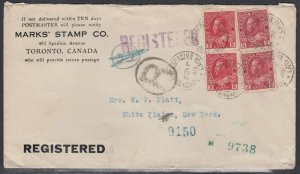 Canada - Apr 22, 1920 Toronto, ON Registered Cover to States