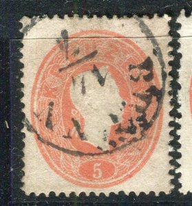 AUSTRIA; 1860-1 classic F. Joseph issue fine used Shade of 5k. value,