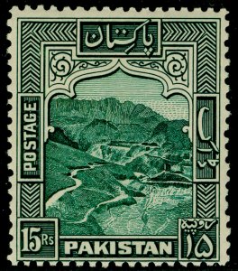 PAKISTAN SG42, 15r blue-green, LH MINT. Cat £18. PERF 12.