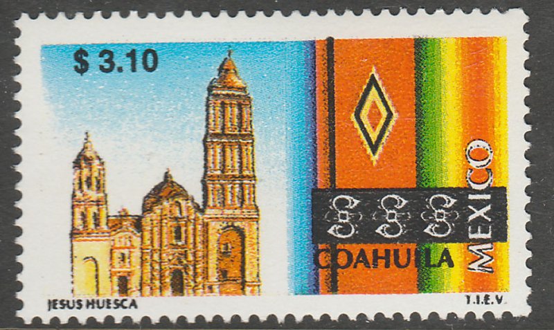 MEXICO 1968, $3.10 Tourism Coahuila, church, sarape. Mint, Never Hinged F-VF.