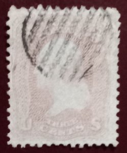 US #64 Used VF Nice Pink/No Grill Cat. $1000 (1861)