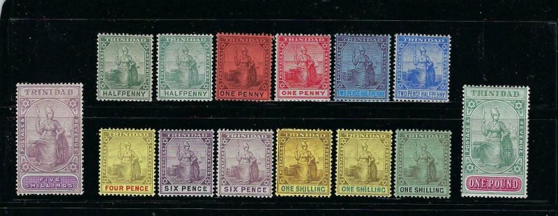 TRINIDAD SCOTT #92-104 1904-09 WMK 3- COMPLETE SET0 MINT LIGHT HINGED