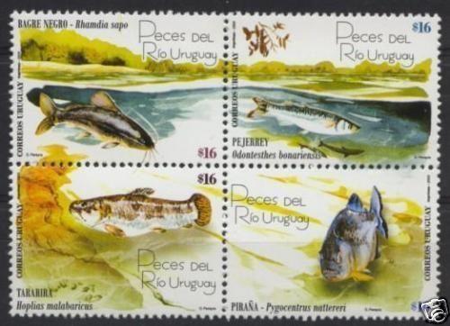 Fauna native river fish piranha angling sport URUGUAY Sc#2133 MNH STAMP set cv$9 