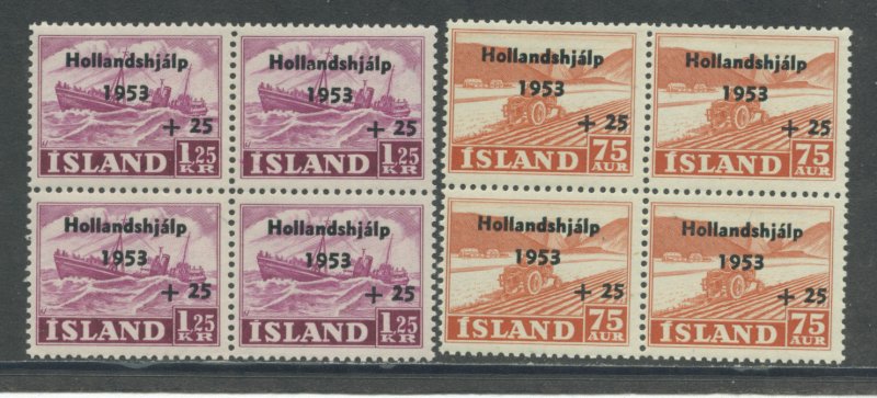 Iceland B12-13 MNH blocks of 4 cgs (3