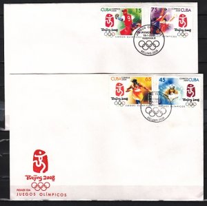 Cuba, Scott cat. 4796-4799. Beijing Olympics issue. First day covers. ^